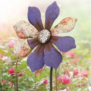 Regal Art & Gift Rustic Flower Wind Spinner - Purple